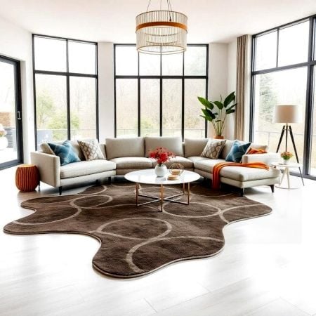 Handcrafted Brown Pattern Organic Modern Living Rug